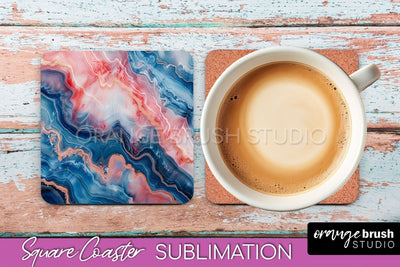 Marble Texture Square Coaster Sublimation - Marble Coaster Sublimation OrangeBrushStudio 