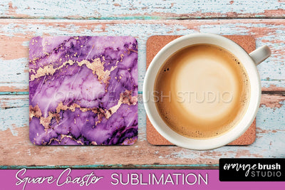 Marble Texture Square Coaster Sublimation - Marble Coaster Sublimation OrangeBrushStudio 