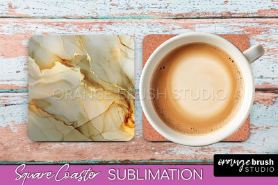 Marble Texture Square Coaster Sublimation - Marble Coaster Sublimation OrangeBrushStudio 