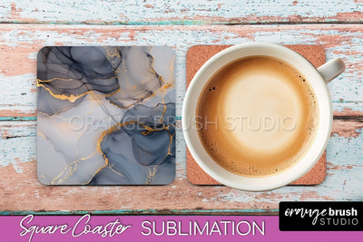 Marble Texture Square Coaster Sublimation - Marble Coaster Sublimation OrangeBrushStudio 