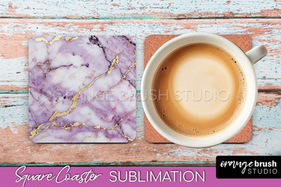 Marble Texture Square Coaster Sublimation - Marble Coaster Sublimation OrangeBrushStudio 