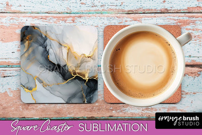 Marble Texture Square Coaster Sublimation - Marble Coaster Sublimation OrangeBrushStudio 