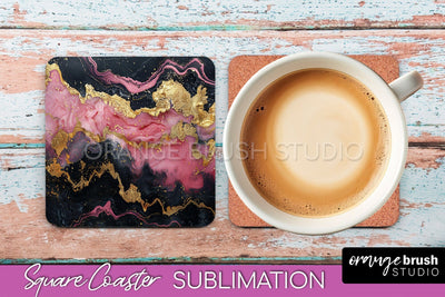 Marble Texture Square Coaster Sublimation - Marble Coaster Sublimation OrangeBrushStudio 
