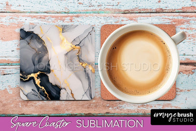 Marble Texture Square Coaster Sublimation - Marble Coaster Sublimation OrangeBrushStudio 
