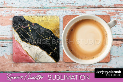 Marble Texture Square Coaster Sublimation - Marble Coaster Sublimation OrangeBrushStudio 