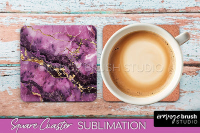 Marble Texture Square Coaster Sublimation - Marble Coaster Sublimation OrangeBrushStudio 