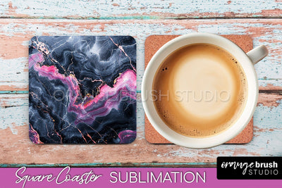 Marble Texture Square Coaster Sublimation - Marble Coaster Sublimation OrangeBrushStudio 