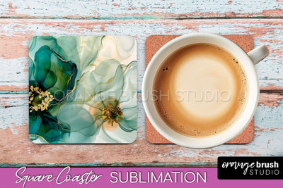 Marble Texture Square Coaster Sublimation - Marble Coaster Sublimation OrangeBrushStudio 