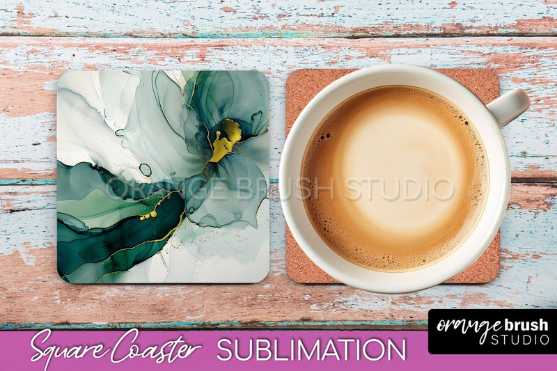 Marble Texture Square Coaster Sublimation - Marble Coaster Sublimation OrangeBrushStudio 