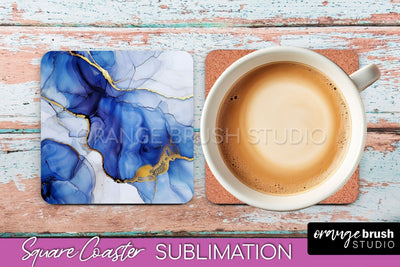 Marble Texture Square Coaster Sublimation - Marble Coaster Sublimation OrangeBrushStudio 