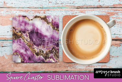 Marble Texture Square Coaster Sublimation - Marble Coaster Sublimation OrangeBrushStudio 