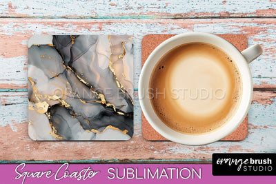 Marble Texture Square Coaster Sublimation - Marble Coaster Sublimation OrangeBrushStudio 