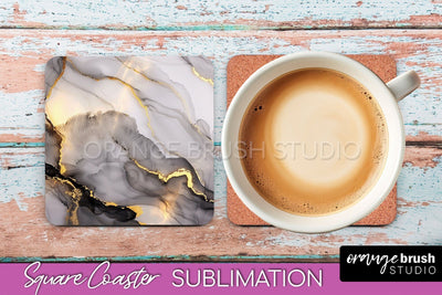 Marble Texture Square Coaster Sublimation - Marble Coaster Sublimation OrangeBrushStudio 