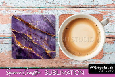 Marble Texture Square Coaster Sublimation - Marble Coaster Sublimation OrangeBrushStudio 