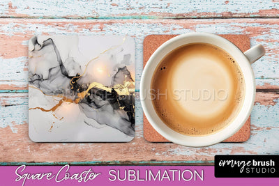 Marble Texture Square Coaster Sublimation - Marble Coaster Sublimation OrangeBrushStudio 