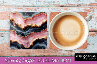 Marble Texture Square Coaster Sublimation - Marble Coaster Sublimation OrangeBrushStudio 