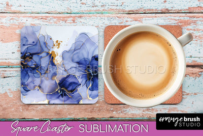 Marble Texture Square Coaster Sublimation - Marble Coaster Sublimation OrangeBrushStudio 