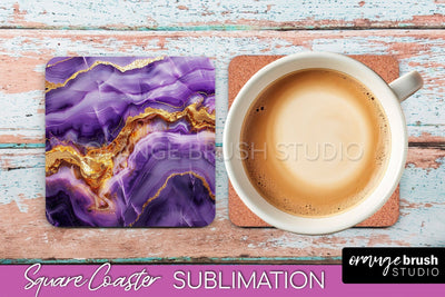 Marble Texture Square Coaster Sublimation - Marble Coaster Sublimation OrangeBrushStudio 