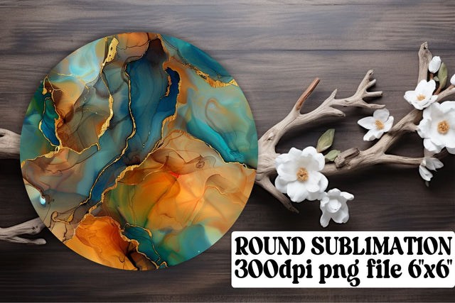 Marble Tranquility Sublimation Coasters & Keychain Assortment - Circle Ornaments Sublimation afrosvg 