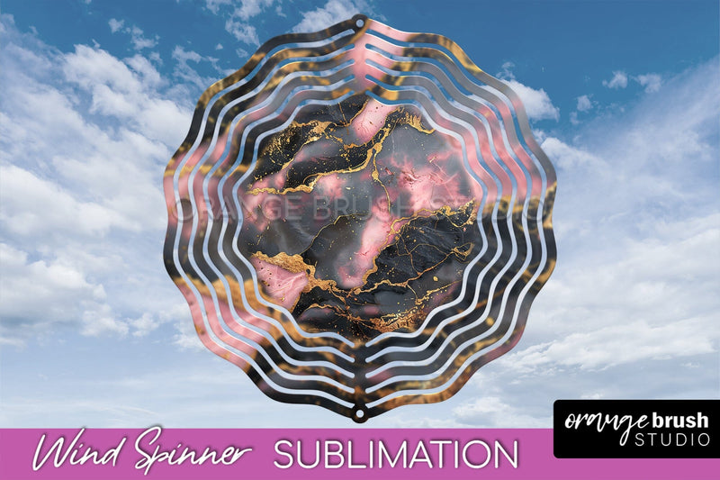 Marble Wind Spinner - Marble Texture Spinner Sublimation Sublimation OrangeBrushStudio 