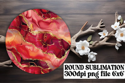 Marble Wonder Sublimation Coasters & Keychain Ensemble - Circle Ornaments Sublimation afrosvg 
