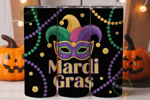 Mardi Gras 20oz Tumbler Wrap Sublimation PixelChick 