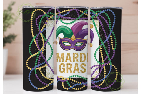 Mardi Gras 20oz Tumbler Wrap Sublimation PixelChick 