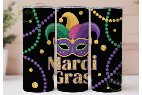 Mardi Gras 20oz Tumbler Wrap Sublimation PixelChick 