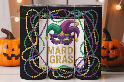 Mardi Gras 20oz Tumbler Wrap Sublimation PixelChick 