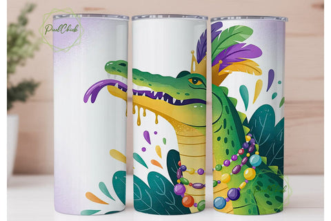 Mardi Gras Alligator 20oz Tumbler Wrap Sublimation PixelChick 