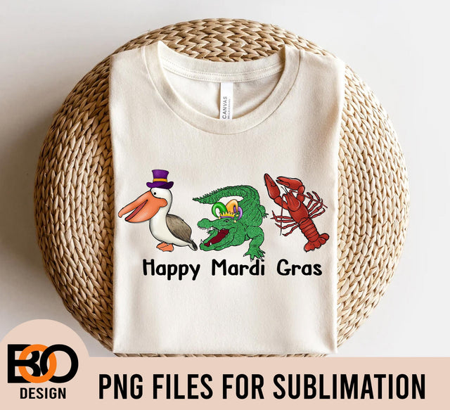 Mardi Gras alligator pelican crawfish sublimation design download, Mardi Gras png, Louisiana png,Fleur de Lis Png,sublimate designs download Sublimation BOO-design 