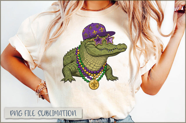 Mardi Gras Alligator PNG, Gator Mardi Sublimation Sublimation Shetara Begum 