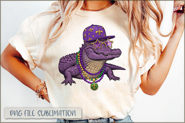 Mardi Gras Alligator PNG, Gator Mardi Sublimation Sublimation Shetara Begum 