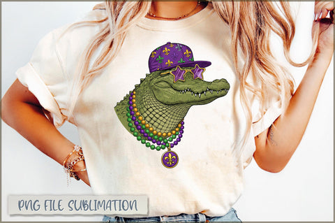 Mardi Gras Alligator PNG, Gator Mardi Sublimation Sublimation Shetara Begum 