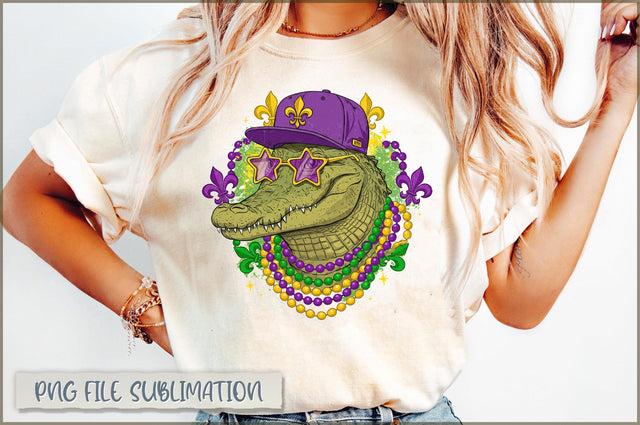 Mardi Gras Alligator PNG Sublimation Shetara Begum 