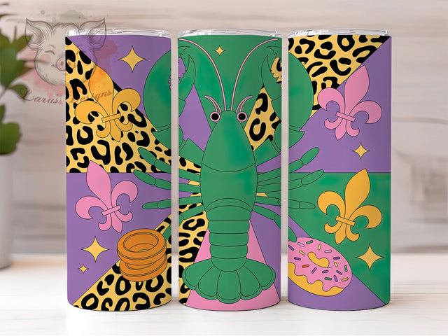 Mardi Gras Animal Print Tumbler, Carnival Animal Print Wrap, Festive Party Cup, 20oz Sublimation Wrap, New Orleans Celebration Tumbler, Colorful Leopard Design Cup, Mardi Gras Wild Theme Wrap Sublimation Lara' s Designs 