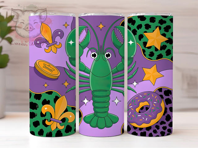 Mardi Gras Animal Print Tumbler, Carnival Animal Print Wrap, Festive Party Cup, 20oz Sublimation Wrap, New Orleans Celebration Tumbler, Colorful Leopard Design Cup, Mardi Gras Wild Theme Wrap Sublimation Lara' s Designs 