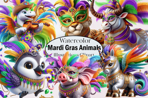 Mardi Gras Animals Clipart Sublimation Bundle Sublimation SVGArt 