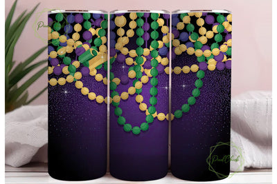 Mardi Gras Beads 20oz Tumbler Wrap Sublimation PixelChick 