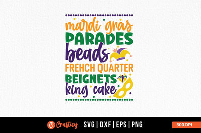 Mardi Gras Beads French Quarter Beignets King Cake SVG Design SVG Designangry 