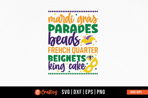 Mardi Gras Beads French Quarter Beignets King Cake SVG Design SVG Designangry 