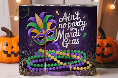 Mardi Gras Beads & Mask 20oz Tumbler Sublimation PixelChick 