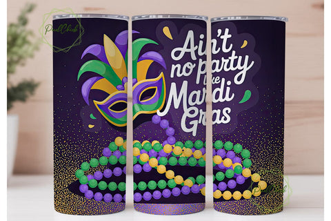 Mardi Gras Beads & Mask 20oz Tumbler Sublimation PixelChick 