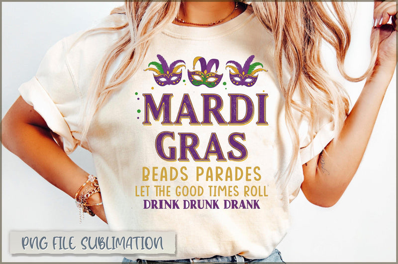 Mardi Gras beads parades let the good times roll drink drunk drank Sublimation Shetara Begum 