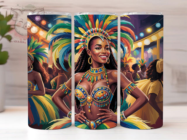 Mardi Gras Black Woman Tumbler, Seamless Pattern, African American, Black Woman, Carnival Theme, Tumbler Wrap, Sublimation Design Sublimation Lara' s Designs 