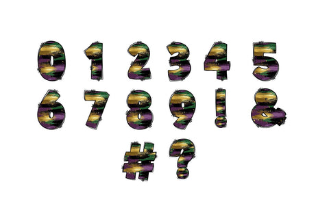 Mardi Gras Brush Stroke Hand Drawn Doodle Letter Alphabet Sublimation BijouBay 