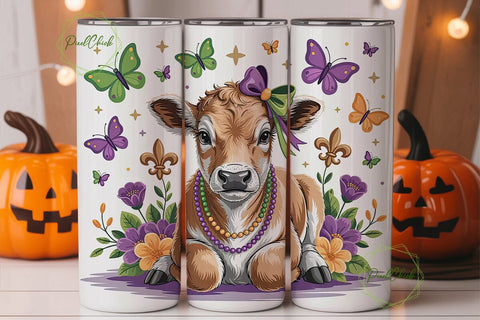 Mardi Gras Calf 20oz Tumbler Wrap Sublimation PixelChick 