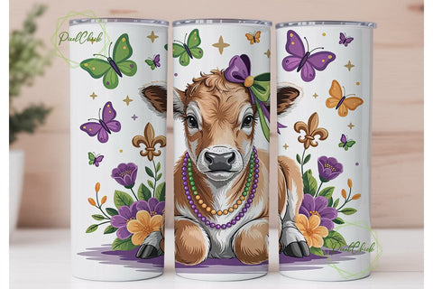 Mardi Gras Calf 20oz Tumbler Wrap Sublimation PixelChick 