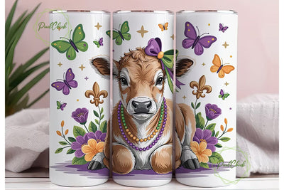 Mardi Gras Calf 20oz Tumbler Wrap Sublimation PixelChick 