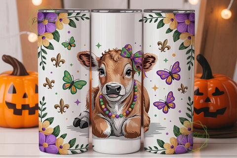 Mardi Gras Calf 20oz Tumbler Wrap Sublimation PixelChick 